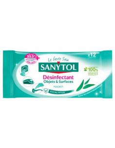 Sanytol - 2x Lingettes Désinfectantes Pocket 72x Eucalyptus