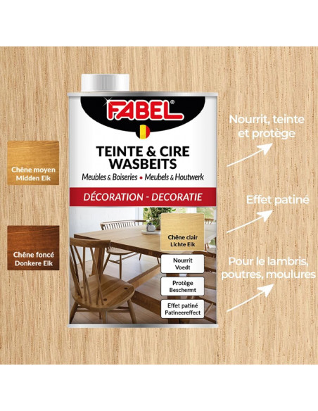 Fabel Teinte & Cire Chêne Moyen 500ml