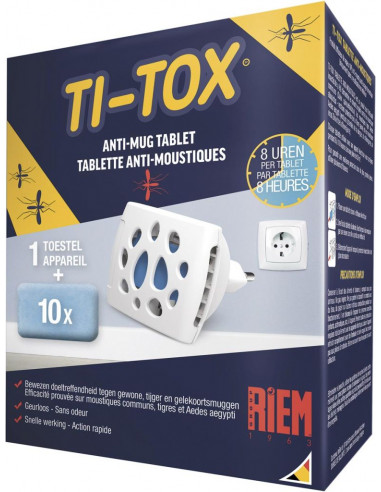 Riem Ti-Tox Anti- Moustiques - Starter Kit  Appareil + 10 Tablettes